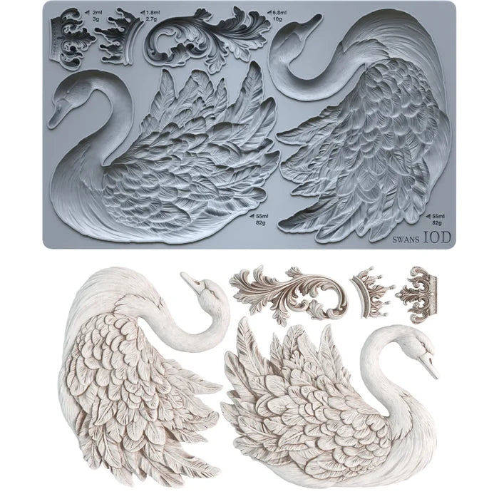 IOD Decor Mould Swans 6x10" by Iron Orchid Designs