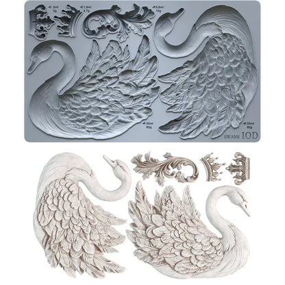 IOD Decor Mould Swans 6x10" by Iron Orchid Designs