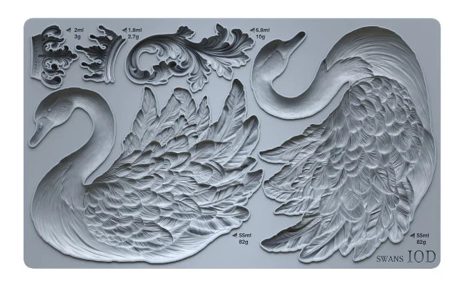 IOD Decor Mould Swans 6x10" by Iron Orchid Designs
