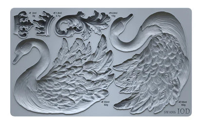 IOD Decor Mould Swans 6x10" by Iron Orchid Designs