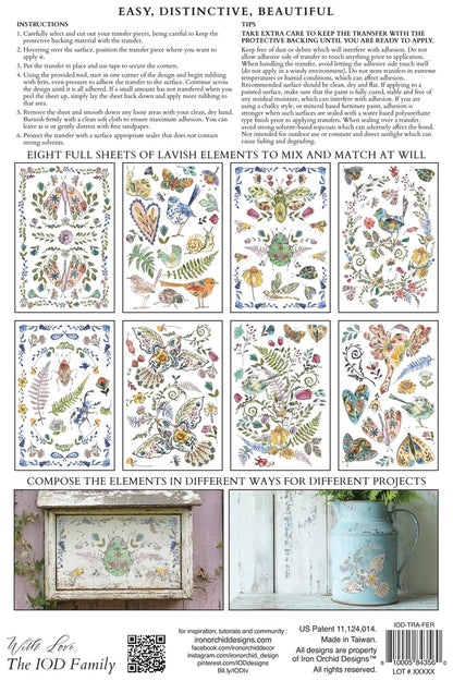IOD Decor Transfer Fern Fables 8"x12" 8-Pages Pad by Iron Orchid Designs