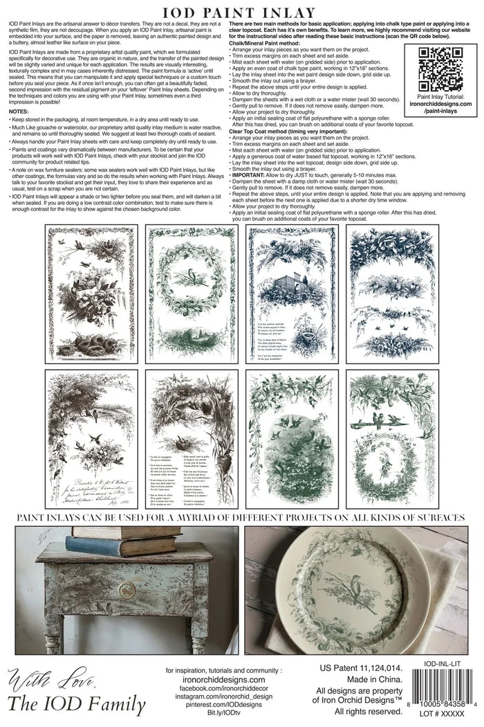 IOD Paint Inlay Little Lark 8"x12" 8 Pages by Iron Orchid Designs