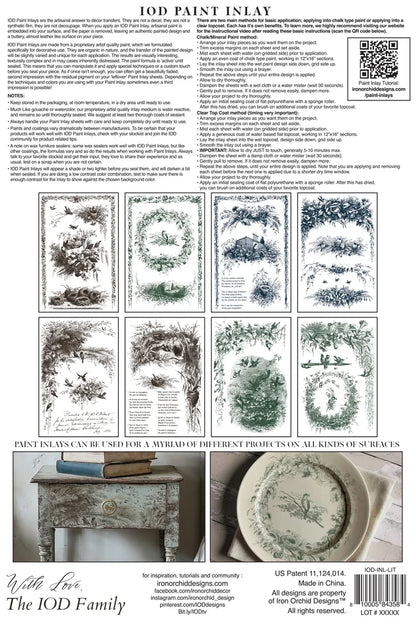 IOD Paint Inlay Little Lark 8"x12" 8 Pages by Iron Orchid Designs