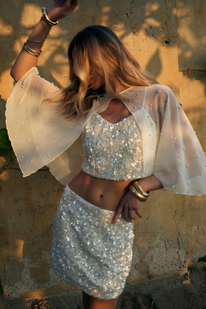Isadora Pearl Embellished Cape