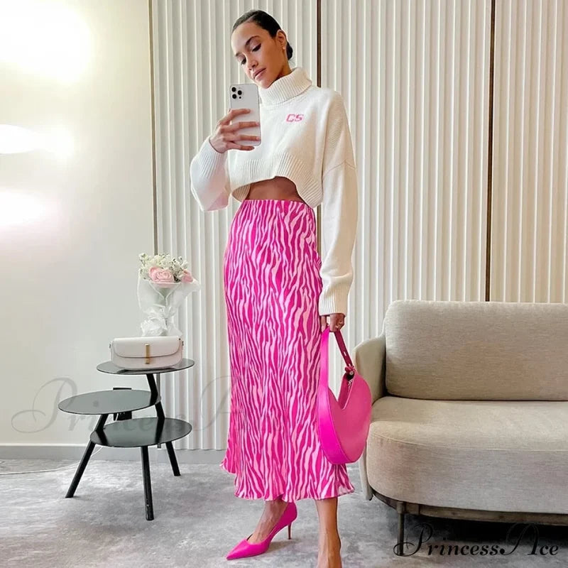 Javier Elegant Zebra Skirt Pink / M