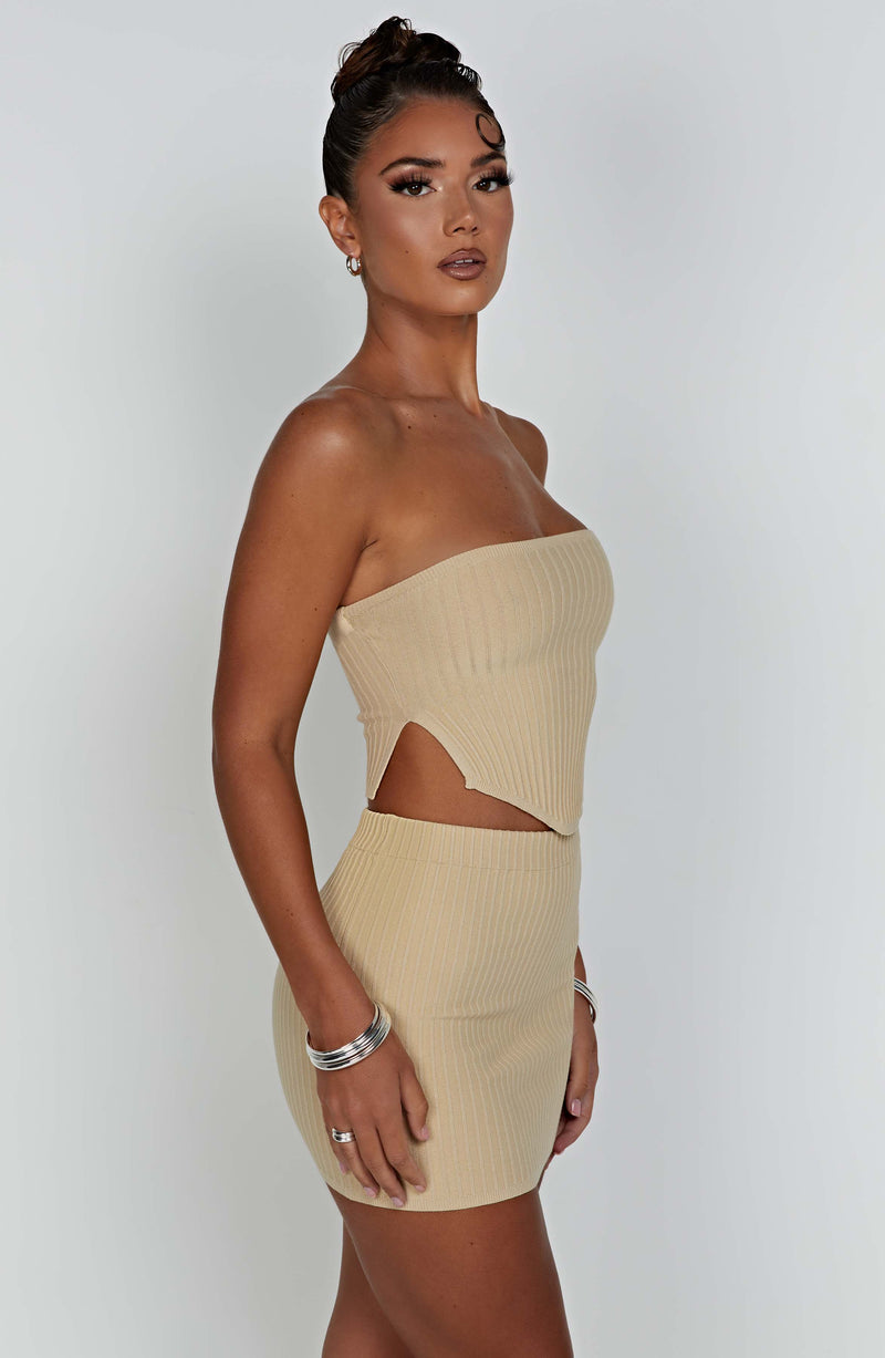 Jaz Mini Skirt - Beige Skirt Babyboo Fashion Premium Exclusive Design