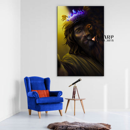 Jesus Lion Painting Canvas Wall Art