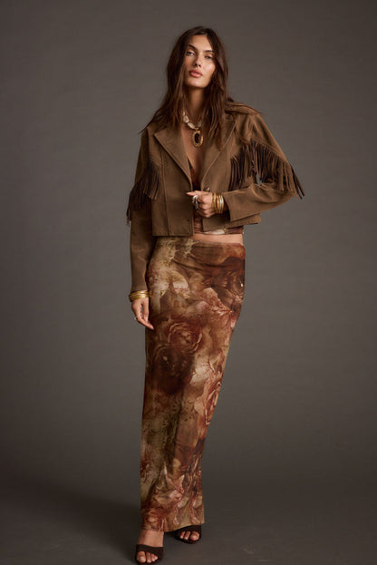 Additional view of the Julia Floral Mesh Maxi Skirt from a different perspective.