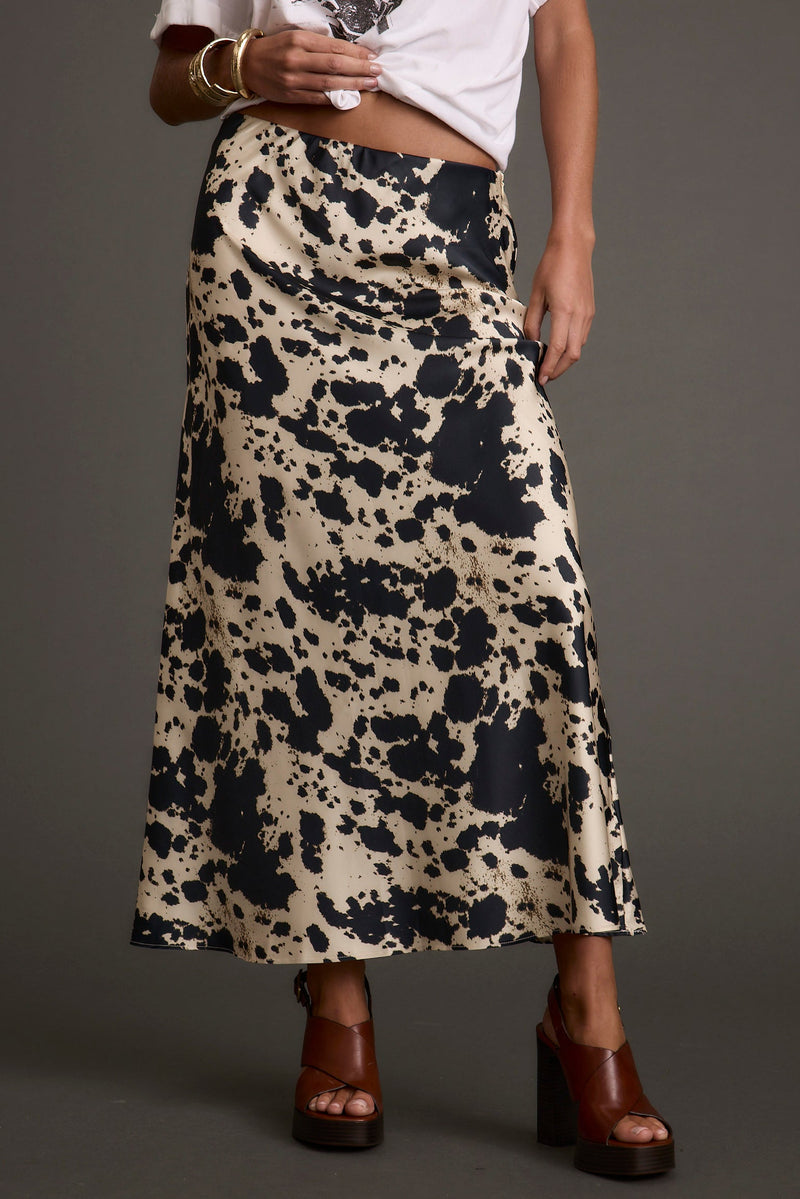Back view of the maxi skirt showing the silhouette and fit.