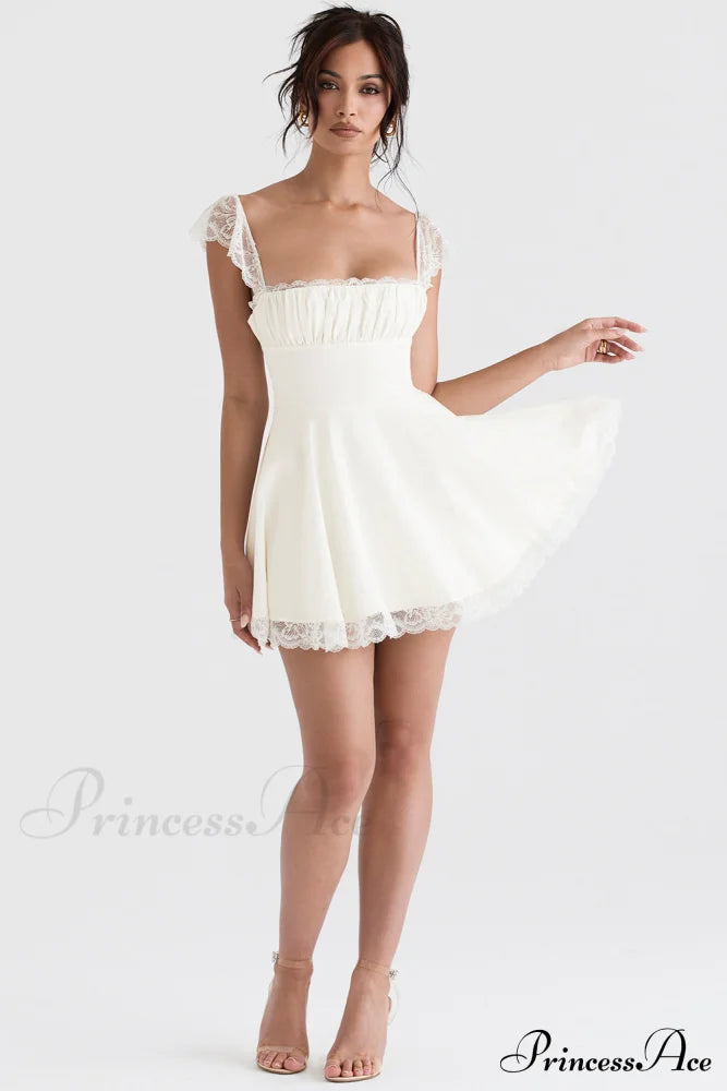 Kaia Ivory Stylish A-Line Mini Dress 4 Days / S White