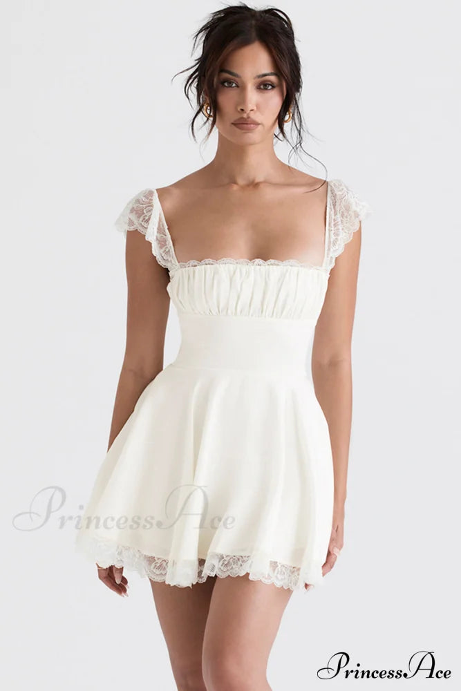 Kaia Ivory Stylish A-Line Mini Dress 16 Days / 4 S White
