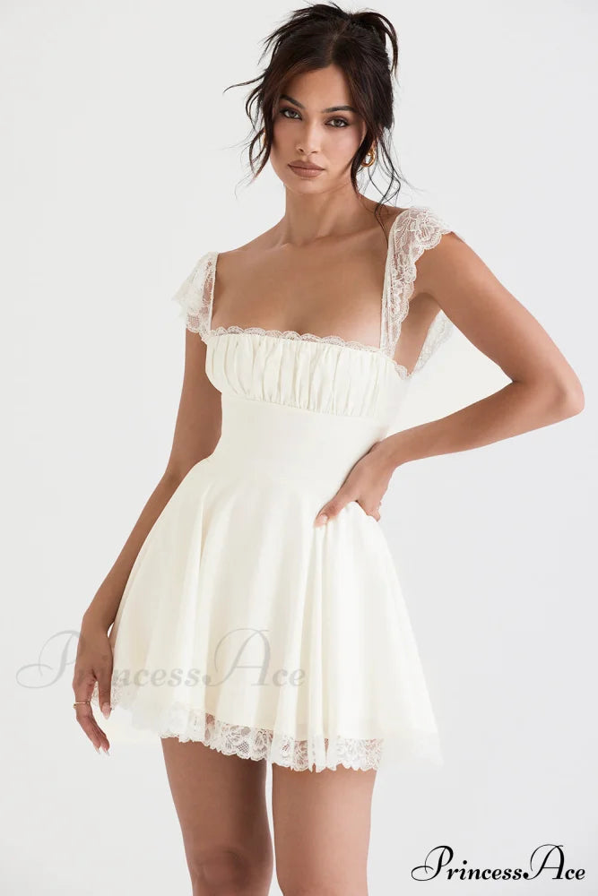 Kaia Ivory Stylish A-Line Mini Dress 30 Days / 4 S White