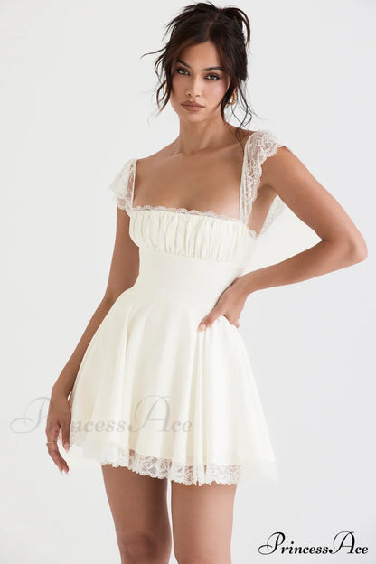 Kaia Ivory Stylish A-Line Mini Dress 30 Days / 4 S White
