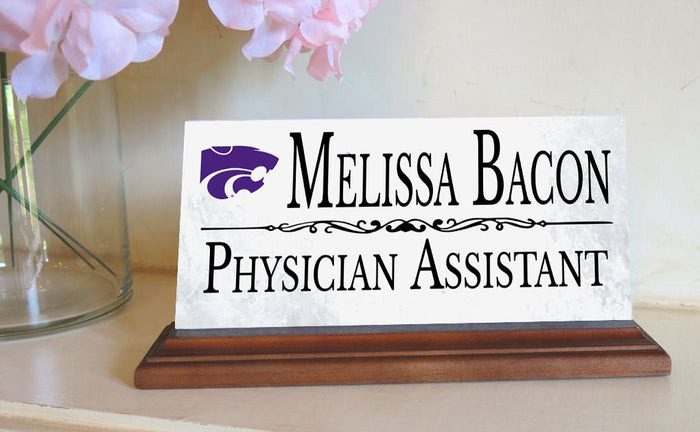 Kansas State Nameplate for Desk or Shelf for K - State Alumni, or KSU Graduation Gift - Broad Bay Personalized Gifts Shipped Fast