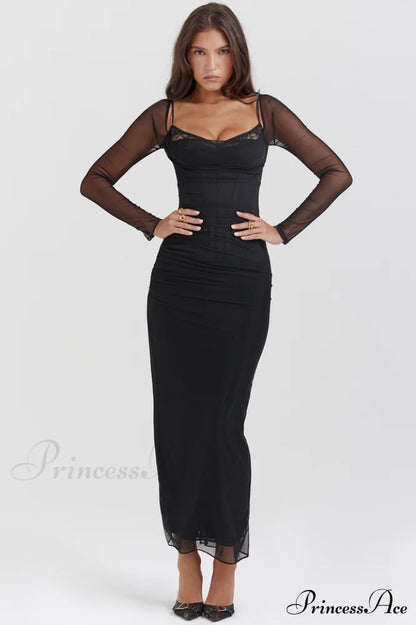 Katarina Black Stylish Maxi Dress