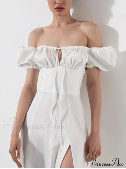 Katie Off Stylish Shoulder Midi Dress White / M Dresses