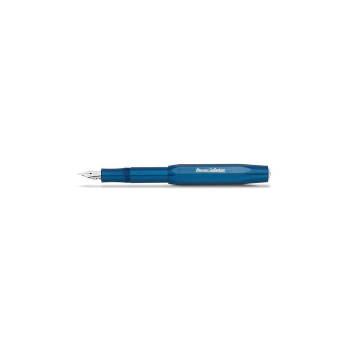 Blue fountain pen on a white background