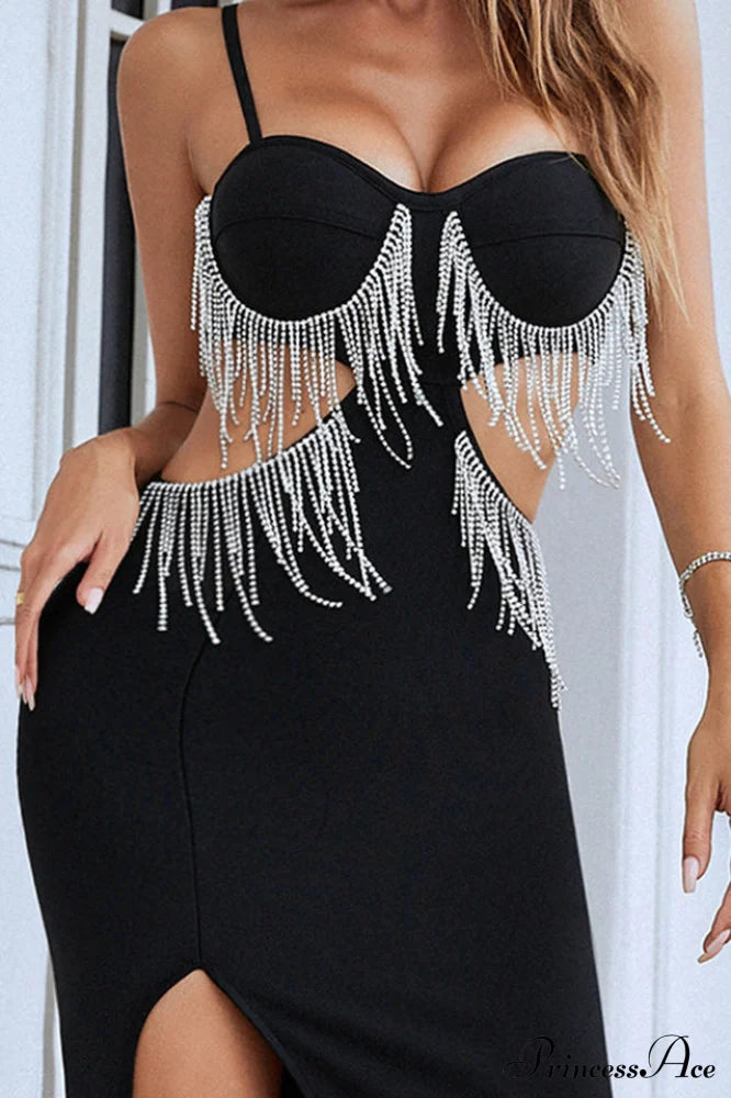 Keturah Crystal Stylish Embellished Midi Dress