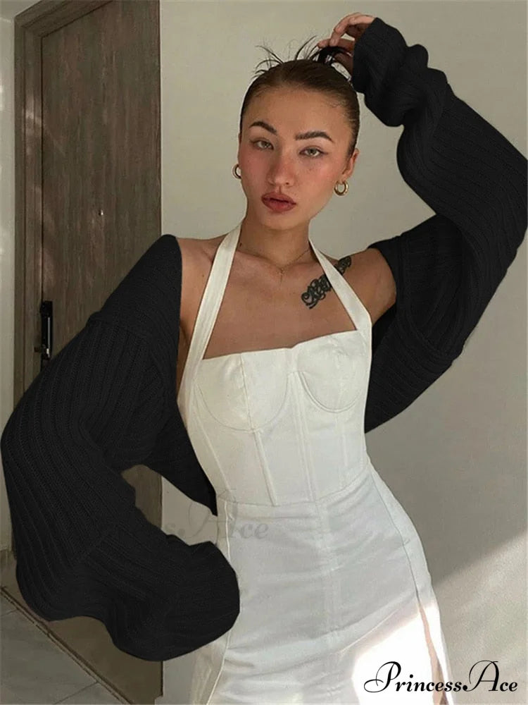 Knit Sweater Cropped Sleeve Free From Label