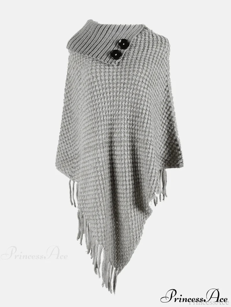 Knitted Charming Button Cardigan Grey / One Size Shirts & Tops