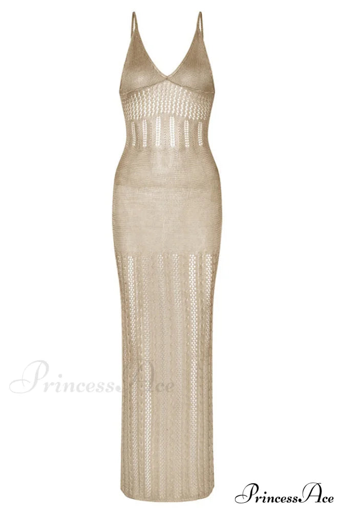 Knitted Cutout V Charming Neck Cover Up Dress