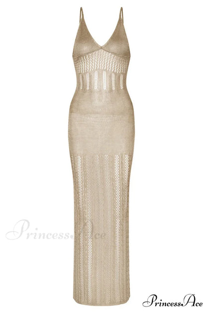 Knitted Cutout V Charming Neck Cover Up Dress