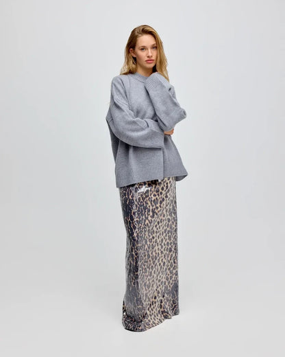Léonie Leopard Sequin Maxi Skirt