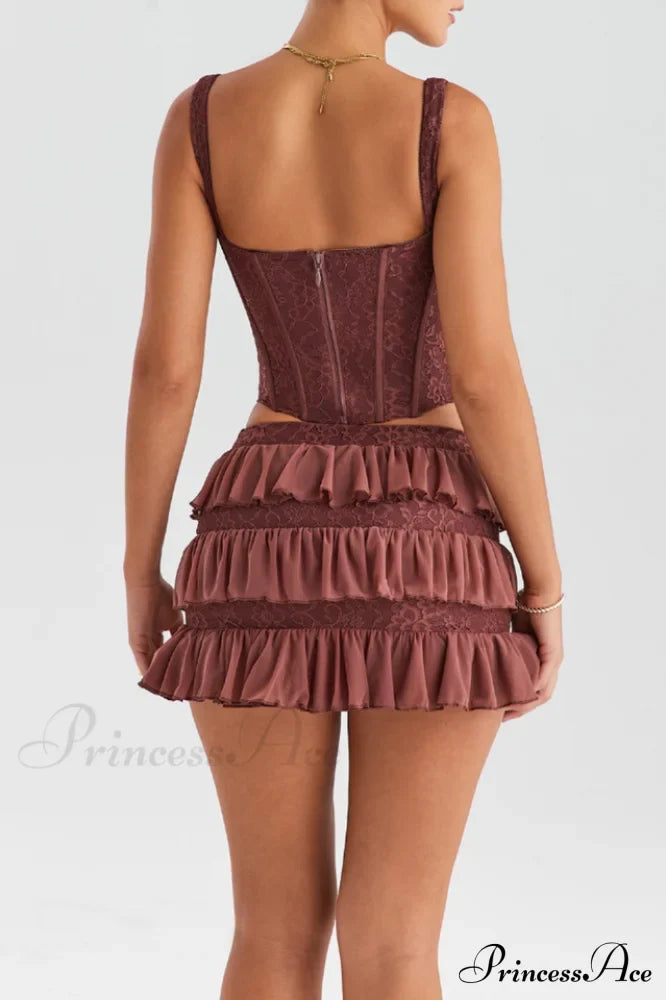 Lace Corset + Charming Mini Skirt Set