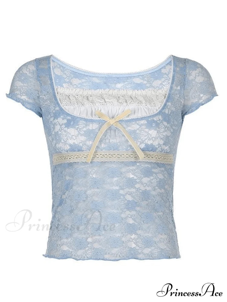 Lace Patchwork Graceful Butterfly Print Dress Shirts