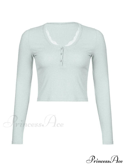 Lace Trim Graceful Knit Crop Top Sweaters