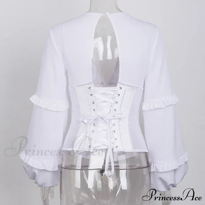 Lace Up Corset Charming Long Sleeve Blouse Shirts & Tops