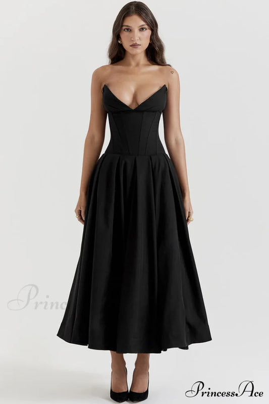 Lady Black Strapless Midi Dress | Dress In Beauty
