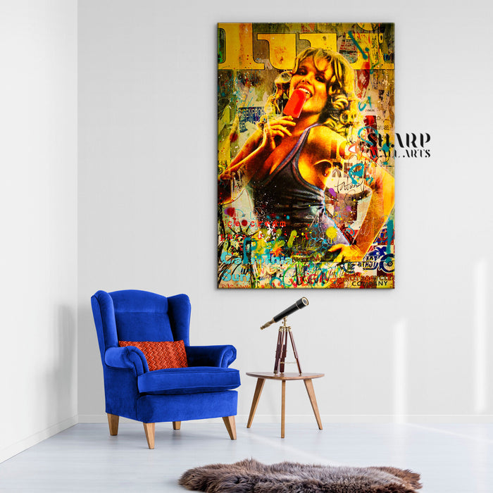 Lady With Ice-Cream Canvas Wall Art