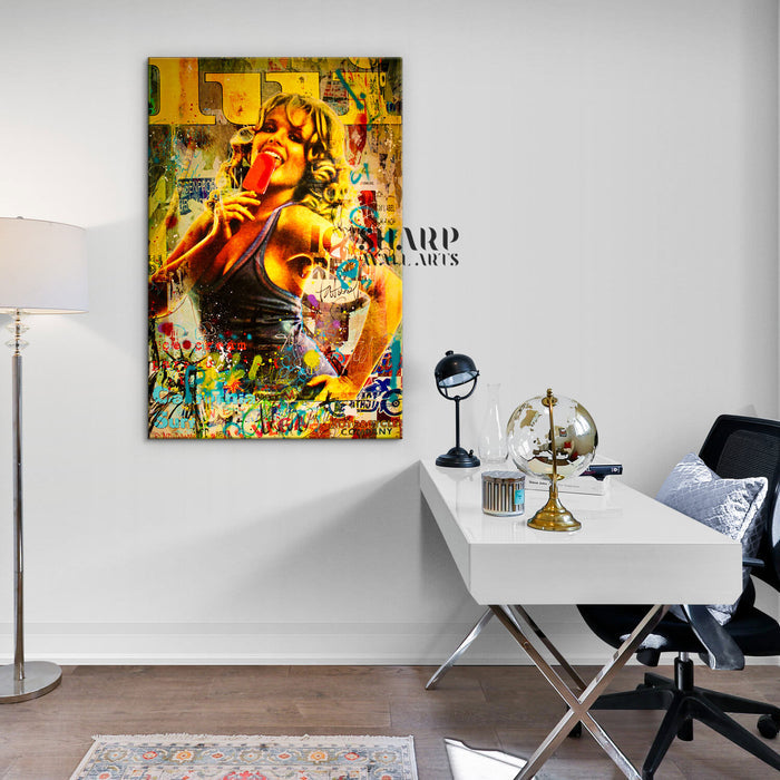 Lady With Ice-Cream Canvas Wall Art