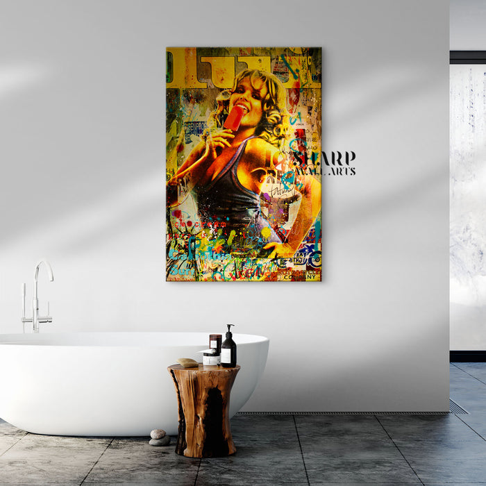 Lady With Ice-Cream Canvas Wall Art