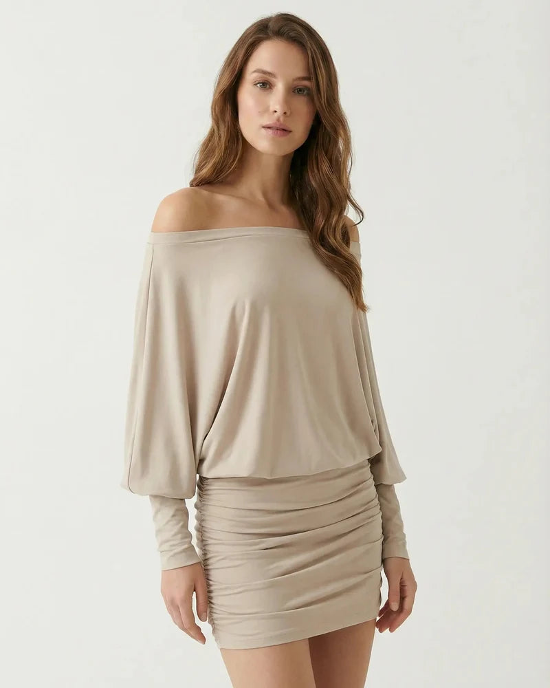 Élan Draped Off-Shoulder Mini Dress