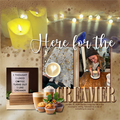 Cozy up your digital scrapbooking page titles with these tasty coffee-inspired alpha sets and realistic embellishments by Lucky Girl Creative digital art! Great for coffee shops, time with girlfriends, morning coffee, travel to Europe, and more! Each of the 5 alpha sets consist of a full set of digital art uppercase alphabet letters A-Z, lowercase letters a-z, numbers 0-9, and most punctuation marks. These alpha sets are available as individual embellishments only.