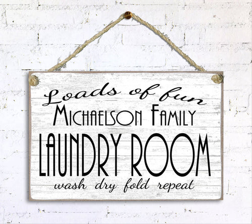 Personalized Laundry Sign Laundry Room Decoration Customized Wash Dry Fold Rinse Repeat - Broad Bay Personalized Gifts Shipped Fast