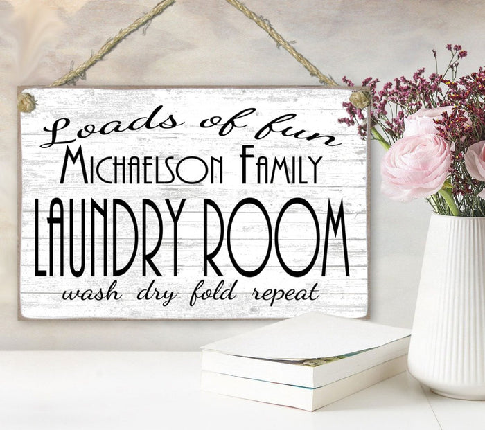 Personalized Laundry Sign Laundry Room Decoration Customized Wash Dry Fold Rinse Repeat - Broad Bay Personalized Gifts Shipped Fast