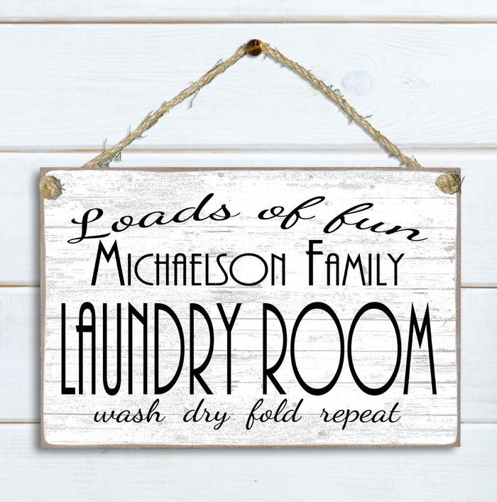 Personalized Laundry Sign Laundry Room Decoration Customized Wash Dry Fold Rinse Repeat - Broad Bay Personalized Gifts Shipped Fast