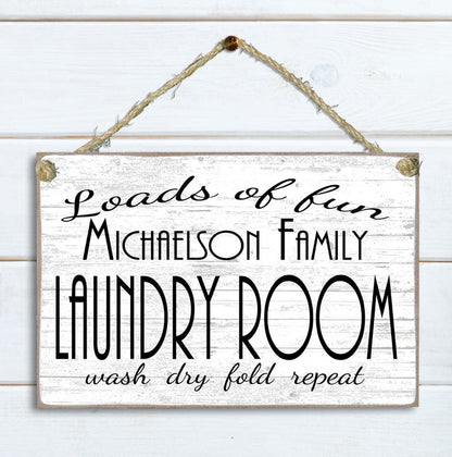 Personalized Laundry Sign Laundry Room Decoration Customized Wash Dry Fold Rinse Repeat - Broad Bay Personalized Gifts Shipped Fast