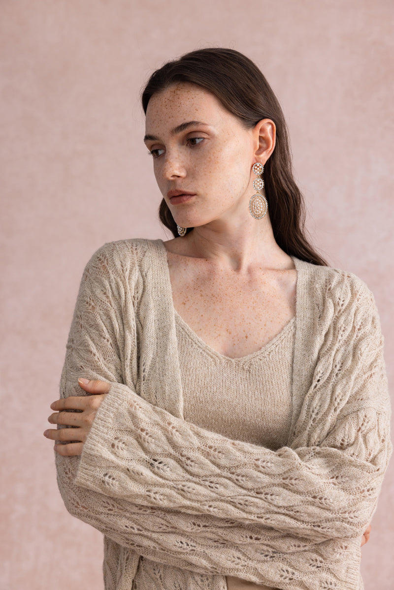 Leaf knit two-piece set