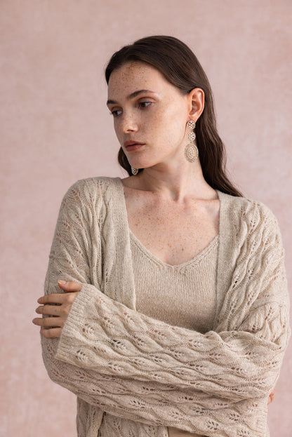 Leaf knit two-piece set