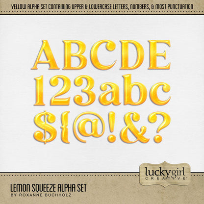 Cozy up your digital scrapbooking page titles with this tasty tea-inspired alpha set by Lucky Girl Creative digital art! Great for summer, tropical, vacation, and lemonade stand pages, too! The alpha set consists of a full set of digital art uppercase alphabet letters A-Z, lowercase letters a-z, numbers 0-9, and most punctuation marks. This alpha set is available as individual embellishments only. This kit is included in the Tea Alpha Bundle.
