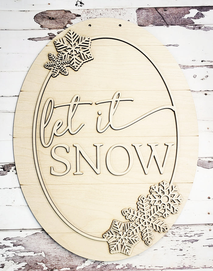 Let It Snow Oval Door Hanger