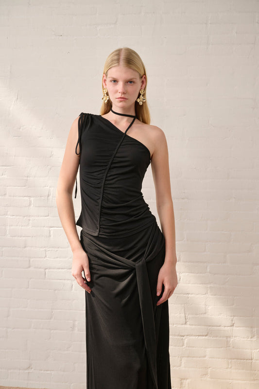 Lightweight one shoulder top & maxi skirt