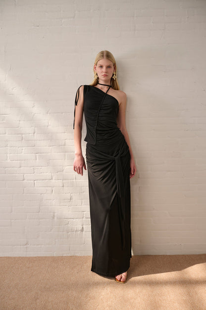 Lightweight one shoulder top & maxi skirt