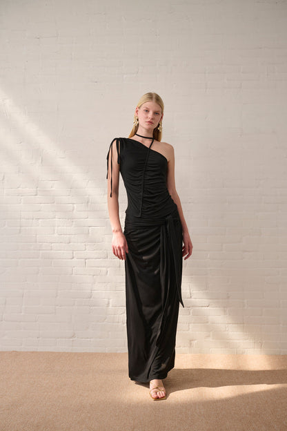 Lightweight one shoulder top & maxi skirt