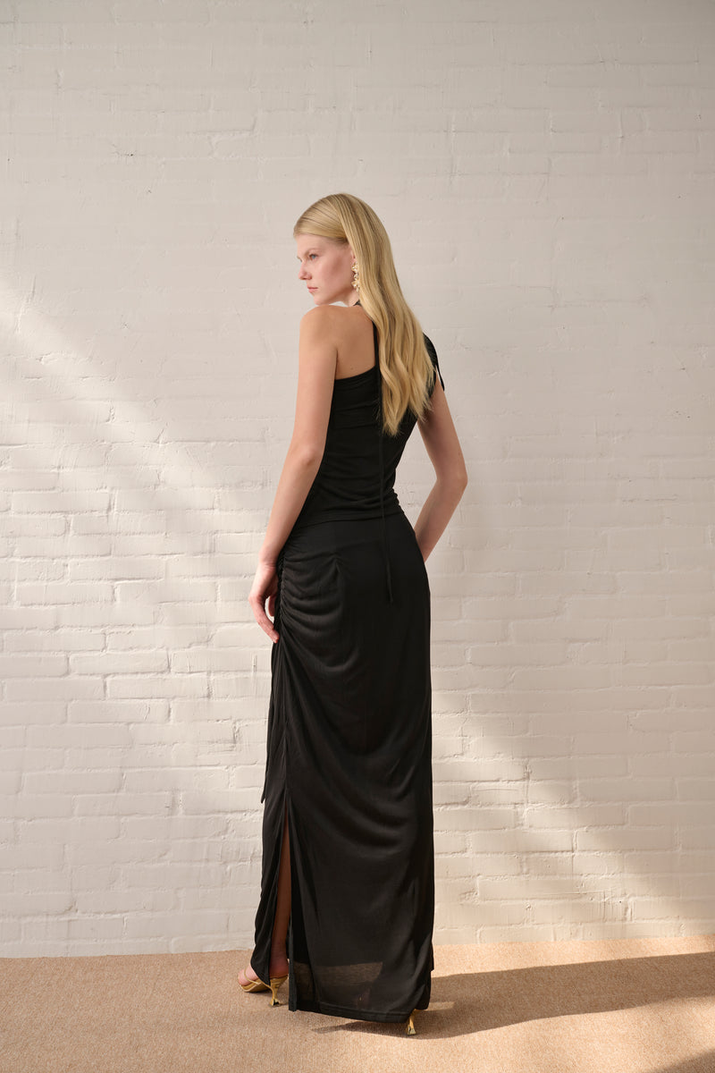 Lightweight one shoulder top & maxi skirt