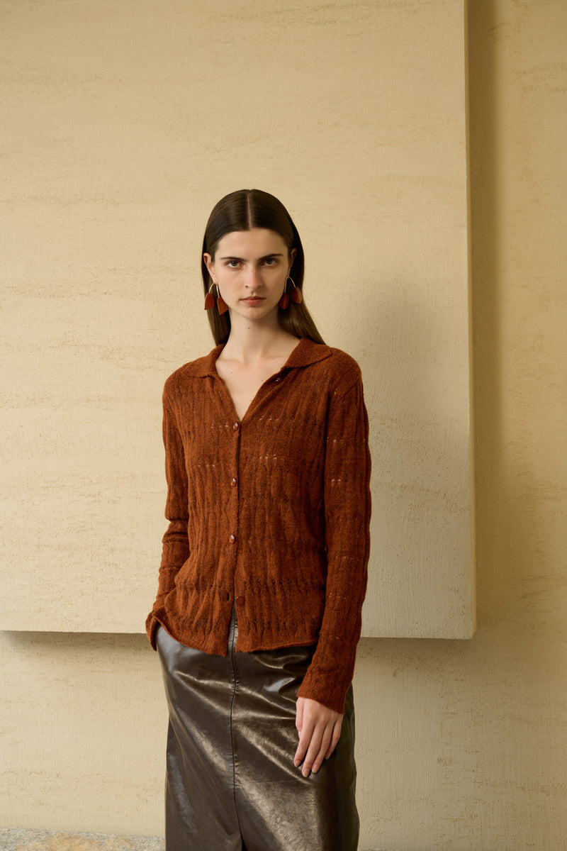 Lightweight pointelle cardigan